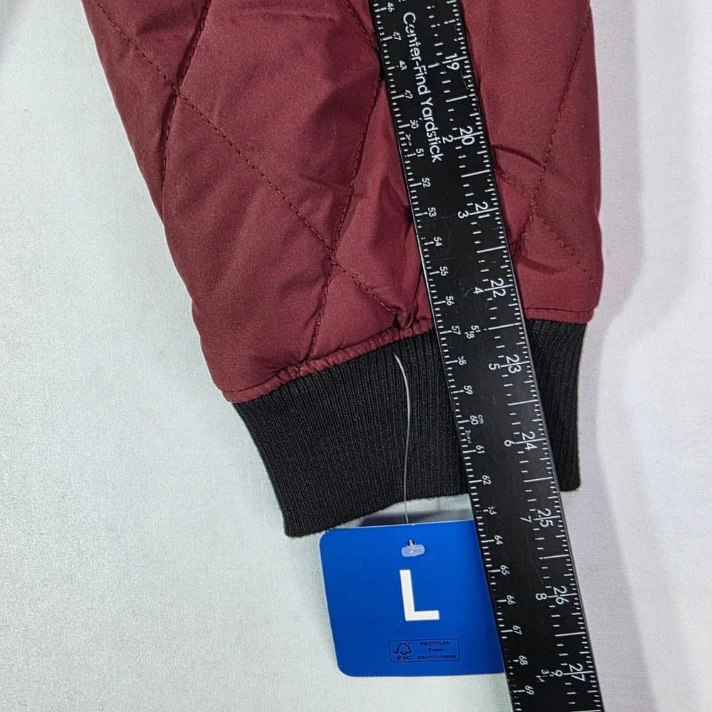 Weatherproof Vintage Burgundy Quilted Faux Fur Lined Jacket Coat Large 1791820